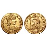 Constantius II AV Solidus. Thessalonica, AD 337-340. FL IVL CONSTANTIVS P F AVG, laurel and