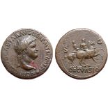 Nero Æ Sestertius. Lugdunum, circa AD 65. NERO CLAVD CAESAR AVG GER P M TR P IMP P P, laureate