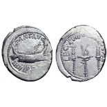 Marc Antony Legionary AR Denarius. Military mint moving with Antony, autumn 32 - spring 31 BC. ANT•