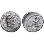 Marc Antony AR Denarius. Military mint travelling with Antony in northern Syria, late summer -