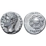 Augustus AR Denarius. Spanish mint (Colonia Patricia?), circa 19 BC. CAESAR AVGVSTVS, bare head left