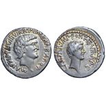 Marc Antony and Octavian AR Denarius. Military mint moving with Antony (Ephesus?), 41 BC. M.