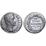 Augustus AR Denarius. Spanish mint (Colonia Patricia?), circa 19 BC. CAESAR AVGVSTVS, bare head