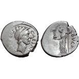 Julius Caesar AR Denarius. Rome, February - March 44 BC. Lifetime issue. L. Aemilius Buca,