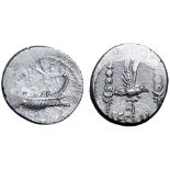 Marc Antony Legionary AR Denarius. Military mint moving with Antony, autumn 32 - spring 31 BC. ANT•