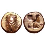 Ionia, Phokaia EL Hekte. Circa 521-478 BC. Cicada seen from above; seal to right / Quadripartite