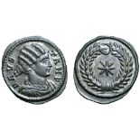 Fausta Æ Nummus. Thessalonica, AD 318-319. FAVSTA N F, draped bust right / Eight-rayed star within