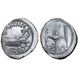 Marc Antony Legionary AR Denarius. Military mint moving with Antony, autumn 32 - spring 31 BC. ANT•