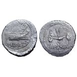 Marc Antony Legionary AR Denarius. Military mint moving with Antony, autumn 32 - spring 31 BC. ANT•