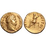 Nero AV Aureus. Rome, AD 64-65. NERO CAESAR AVGVSTVS, laureate head right / IVPPITER CVSTOS, Jupiter