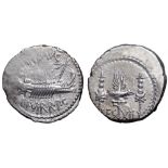 Marc Antony Legionary AR Denarius. Military mint moving with Antony, autumn 32 - spring 31 BC. ANT•