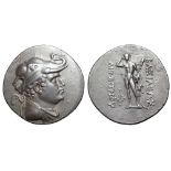 Greco-Baktrian Kingdom, Demetrios I Aniketos AR Tetradrachm. Circa 200-185 BC. Diademed and draped