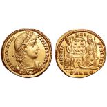 Constantius II AV Solidus. Antioch, AD 347-355. FL IVL CONSTANTIVS PERP AVG, pearl-diademed,