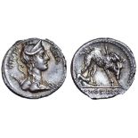 C. Hosidius C. f. Geta AR Denarius. Rome, 68 BC. Draped bust of Diana right, wearing stephane,