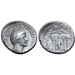 Octavian AR Denarius. Southern or central Italian mint, spring - early summer 36 BC. Bare head