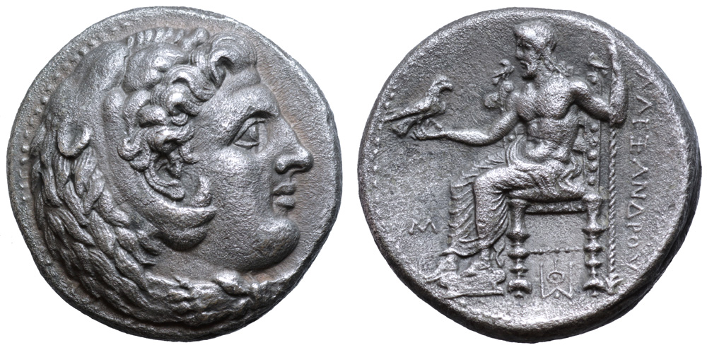 Kingdom of Macedon, Alexander III 'the Great' AR Dekadrachm. Babylon, circa 325-323 BC. Head of