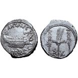 Marc Antony Legionary AR Denarius. Military mint moving with Antony, autumn 32 - spring 31 BC. ANT•