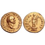 Vespasian AV Aureus. Rome, AD 74. IMP CAESAR VESPASIANVS AVG, laureate head right / FORTVNA