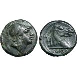 Anonymous Ӕ Litra. Rome, circa 241-235 BC. Head of beardless Mars right, wearing Corinthian helmet /