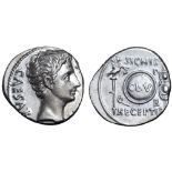 Augustus AR Denarius. Spanish mint (Colonia Patricia?), circa 19 BC. CAESAR [AVGVSTVS], bare head