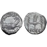 Marc Antony Legionary AR Denarius. Military mint moving with Antony, autumn 32 - spring 31 BC. ANT•