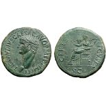 Claudius Æ Dupondius. Rome, AD 41-54. TI CLAVDIVS CAESAR AVG P M TR P IMP P P, bare head left /