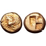 Mysia, Lampsakos EL Stater. Circa 480-450 BC. Forepart of Pegasos with curved wings to left, vine