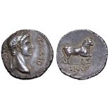 Civil War, Vindex AR Denarius. Uncertain mint in Gaul, AD 68. DIVVS AVG, laureate head of Augustus