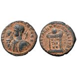 Crispus, as Caesar, Æ Nummus. Treveri, AD 323. [IVL CRISPVS] NOB CAES, laureate, draped and