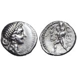 Julius Caesar AR Denarius. Military mint travelling with Caesar in North Africa, 47-46 BC.