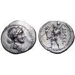 Julius Caesar AR Denarius. Military mint travelling with Caesar in North Africa, 47-46 BC.