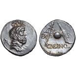 Cn. Lentulus AR Denarius. Spanish (?) mint, 76-75 BC. Diademed and draped bust of Genius Populi