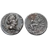 Augustus AR Denarius. Rome, 19-18 BC. P. Petronius Turpilianus, moneyer. TVRPILIANVS III VIR