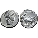Octavian AR Denarius. Italian mint (Rome?), autumn 30 - summer 29 BC. Laureate head of Apollo Actius