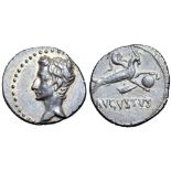 Augustus AR Denarius. Spanish mint (Colonia Patricia?), July 18-17/16 BC. Bare head left / Capricorn