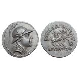 Greco-Baktrian Kingdom, Eukratides I 'the Great' AR Tetradrachm. Circa 170-145 BC. Helmeted bust