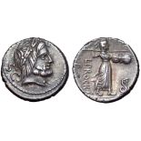 L. Procilius AR Denarius. Rome, 80 BC. Laureate head of Jupiter right; S•C behind / Juno Sospita