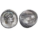 Lollius Palikanus AR Denarius. Rome, 45 BC. Diademed head of Libertas right; LIBERT[ATIS] behind /