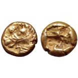 Ionia, uncertain mint EL Hemihekte. Circa 575-560 BC. Lydo-Milesian standard. Bridled horse head