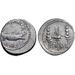 Marc Antony Legionary AR Denarius. Military mint moving with Antony, autumn 32 - spring 31 BC. ANT•