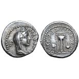 Q. Servilius Caepio (M. Junius) Brutus AR Denarius. Military mint travelling with Brutus in Asia