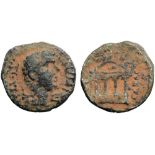 Judaea, Herod Philip Æ18. Caesarea Paneas, dated year 5 = AD 1/2. ΦΙΛΙΠΠΟΥ ΤΕΤΡΑΡΧΟΥ, bare head of