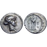 L. Manlius Torquatus AR Denarius. Rome, 65 BC. Ivy-wreathed head of Sybil right; SIBYLLA below