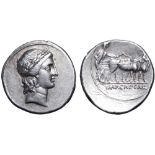 Octavian AR Denarius. Italian mint (Rome?), autumn 30 - summer 29 BC. Laureate head of Apollo Actius