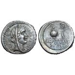 C. Cassius Longinus AR Denarius. Military mint, probably at Smyrna, 42 BC. P. Cornelius Lentulus