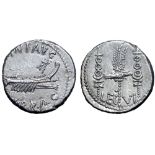 Marc Antony Legionary AR Denarius. Military mint moving with Antony, autumn 32 - spring 31 BC. ANT•