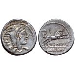 L. Thorius Balbus AR Denarius. Rome, 105 BC. Head of Juno Sospita right, wearing goat skin