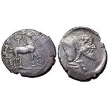 Sicily, Gela AR Tetradrachm. Circa 465-450 BC. Charioteer, holding kentron and reins, driving slow