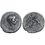 C. Numonius Vaala AR Denarius. Rome, 41 BC. Bare head of Numonius Vaala right; C•NVMONIVS