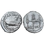 Marc Antony Legionary AR Denarius. Military mint moving with Antony, autumn 32 - spring 31 BC. ANT•